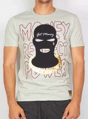 Buyer's Choice T-Shirt - Get Money Ski Mask - Grey - ST 7851