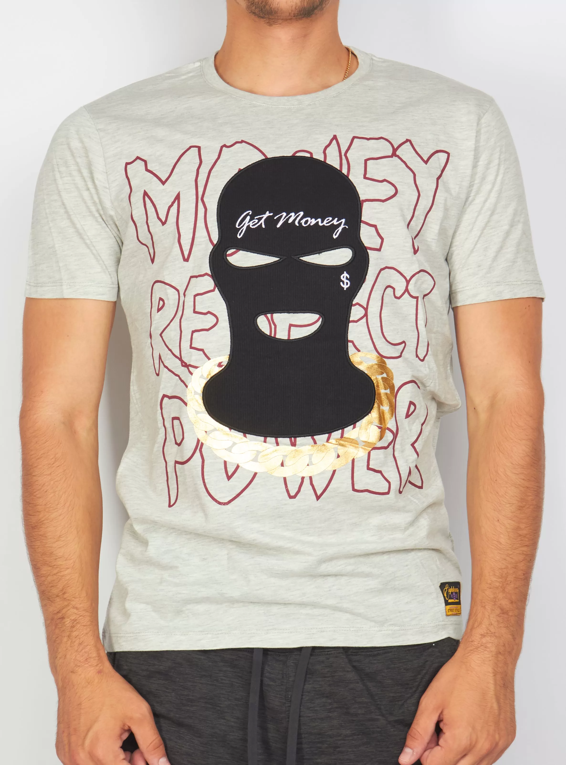 Buyer's Choice T-Shirt - Get Money Ski Mask - Grey - ST 7851