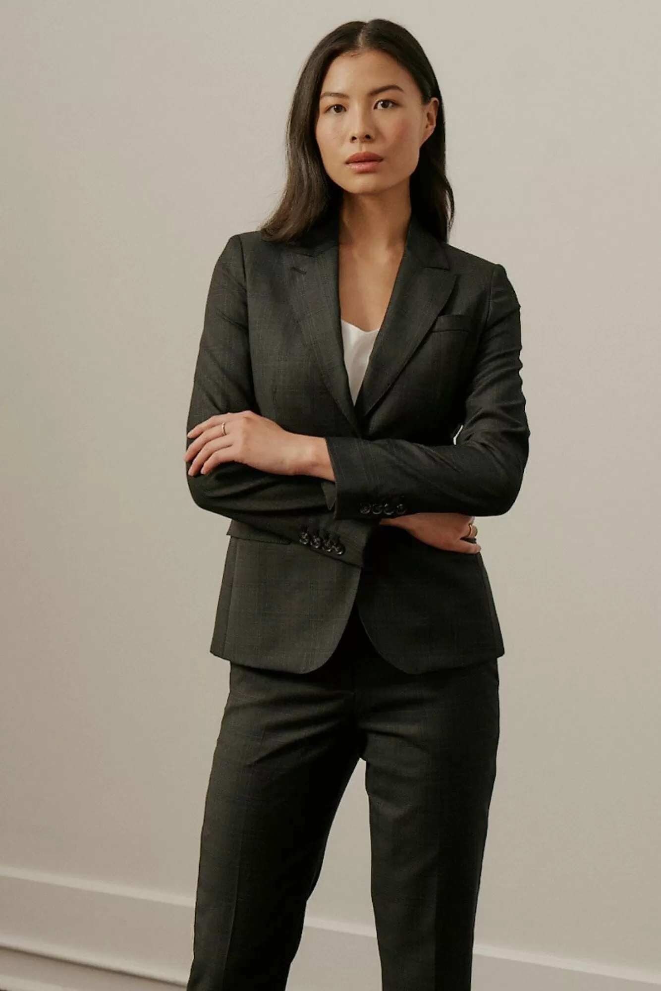 Camila Suit - Charcoal Self Check Wool