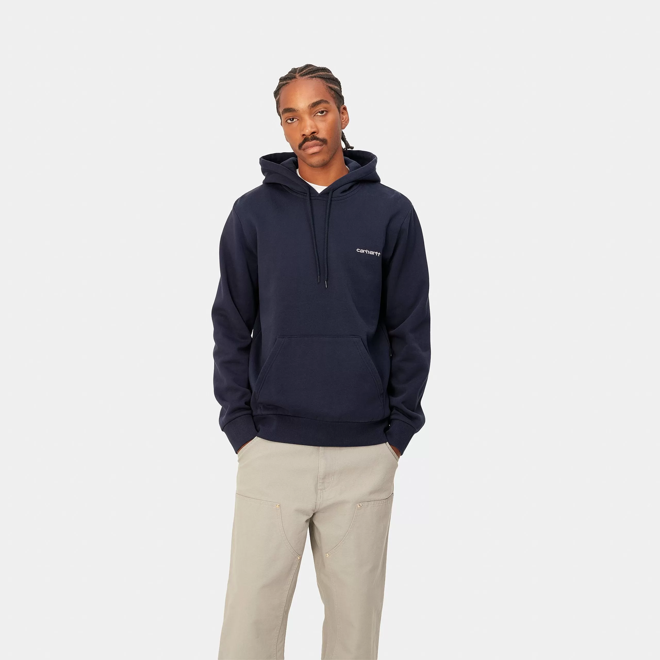 Carhartt Hooded Script Embroidery Sweat Blue / White