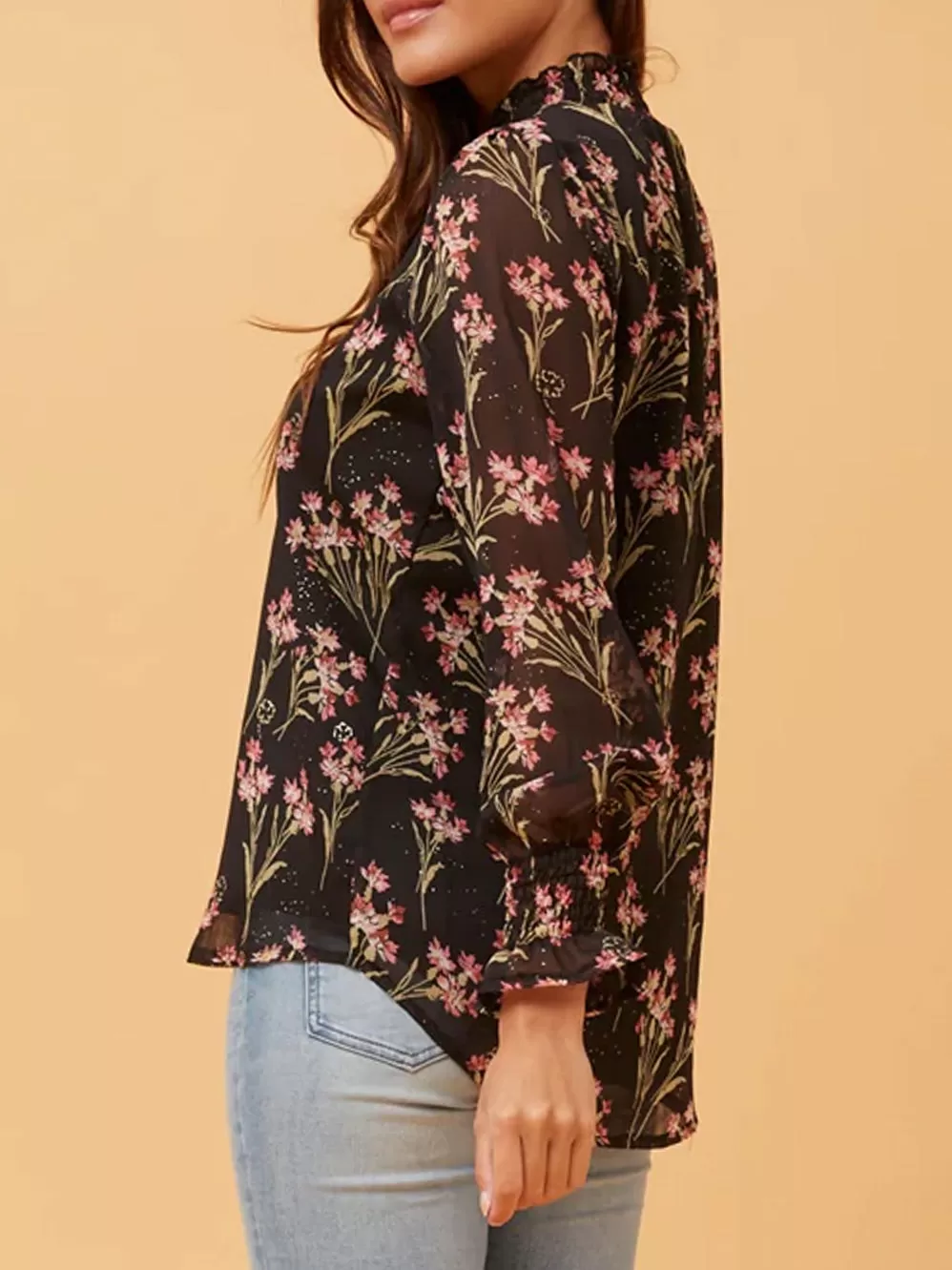 CAROLINE K MORGAN FLORAL BLOUSE