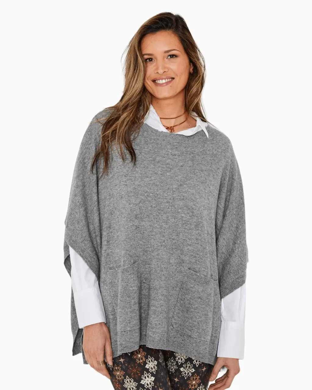 Cashmere Poncho | Grey