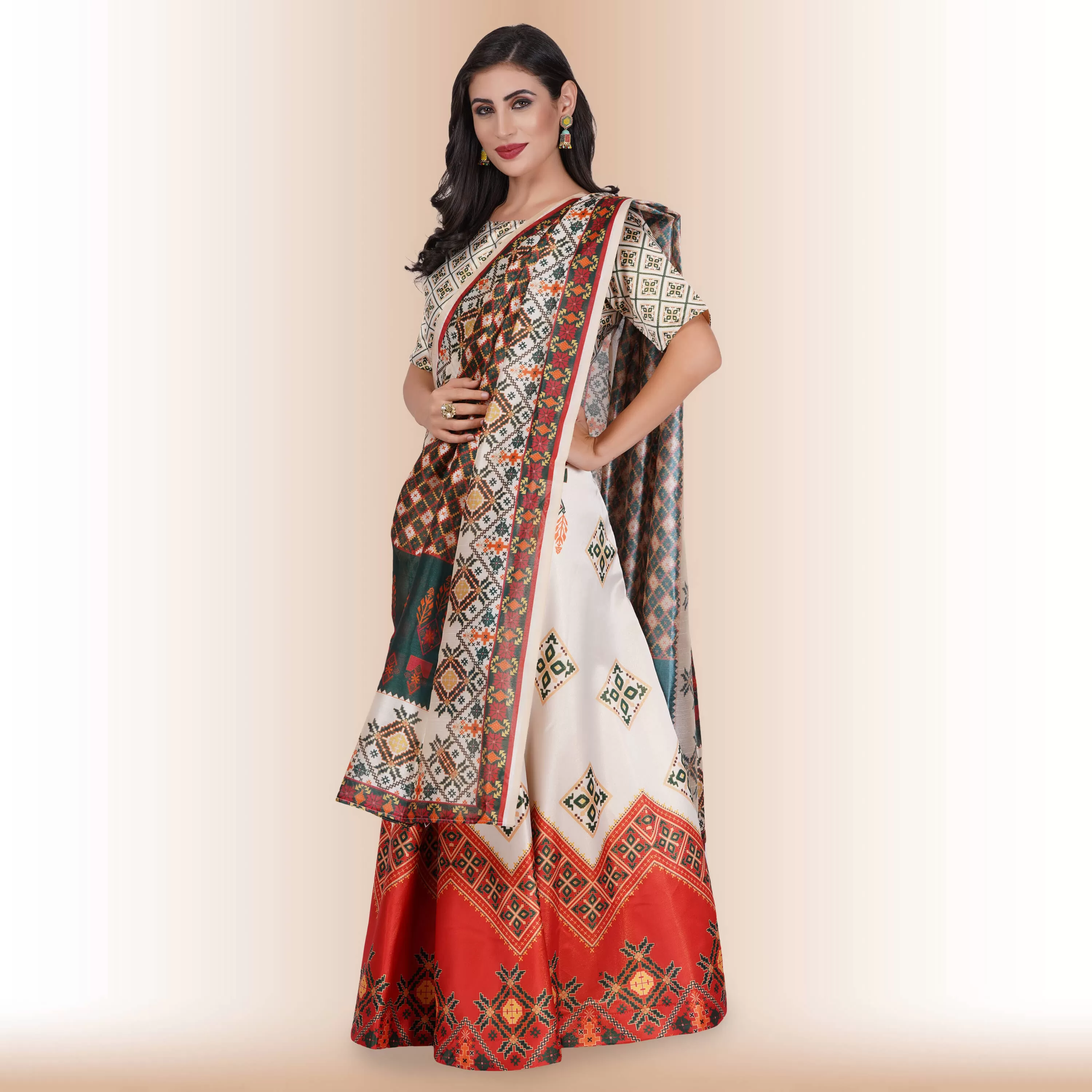 Chania Choli with Geometric Print