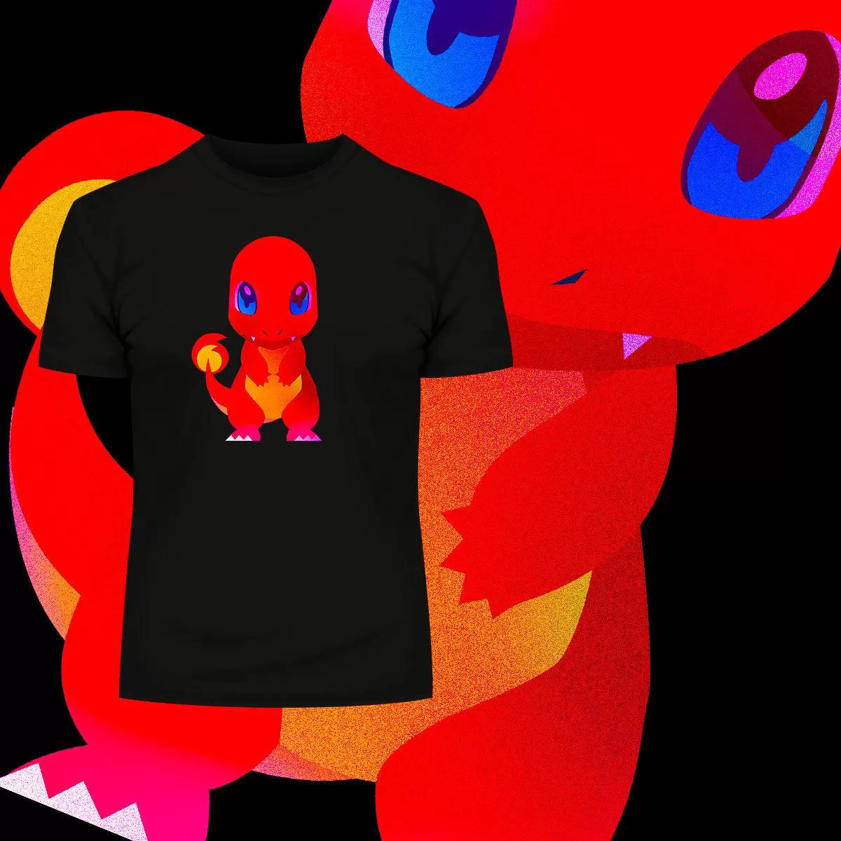 Charmander Fire-Type Pokémon Go Generation One Black Tee