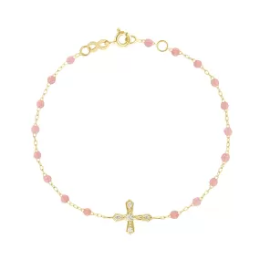 Classic Cross Vintage Diamond Blush bracelet, Yellow Gold, 6.7"