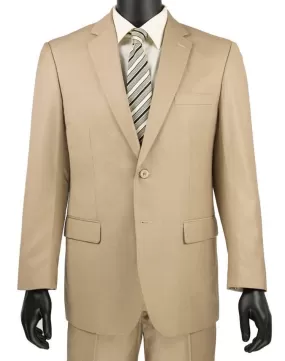 Classic Fit Sharkskin 2 Piece Suit Color Beige