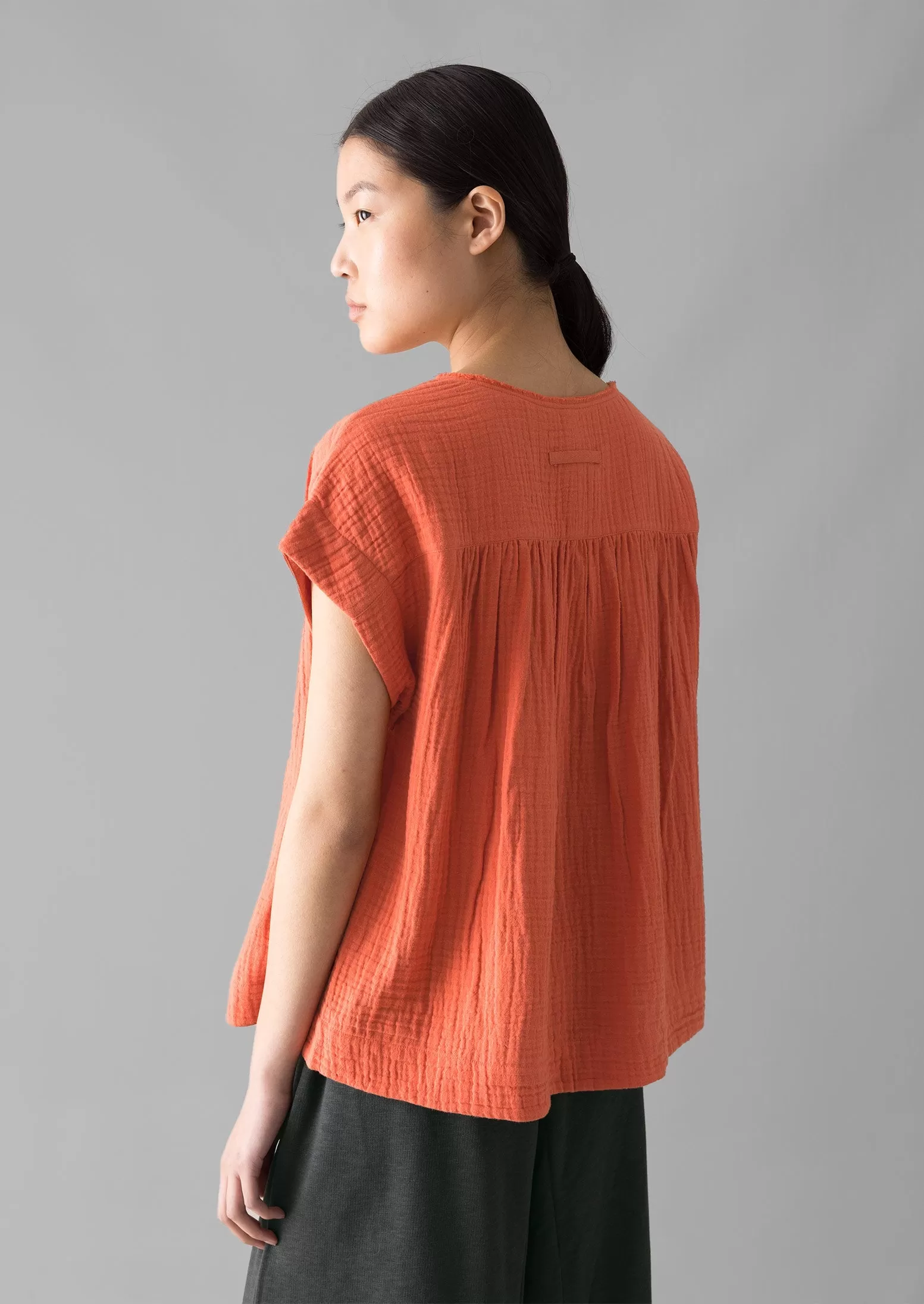 Crinkle Cotton Gauze Top | Poppy