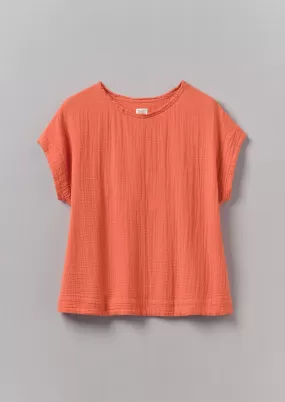 Crinkle Cotton Gauze Top | Poppy