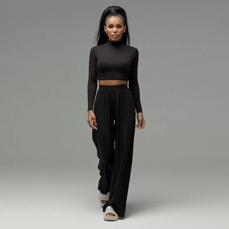 Crop Tops Trouser Flare Pant Sets