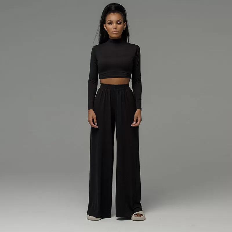 Crop Tops Trouser Flare Pant Sets