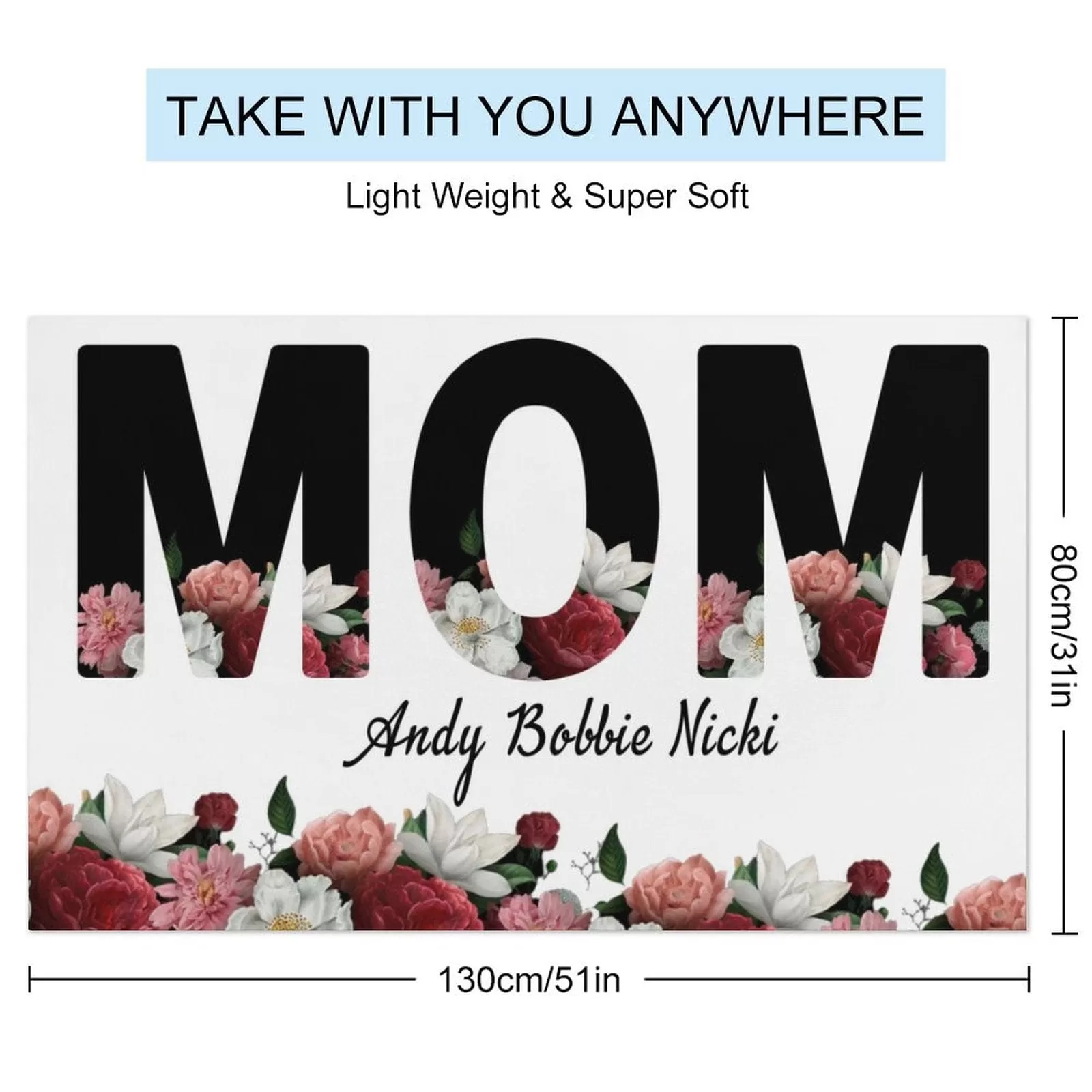 Custom Name Mother Flower Beach Towel Quick-Dry, Super Absorbent, Non-Fading, Beach&Bath  Personalized Mother's Day Surprise Gift Beach Towel