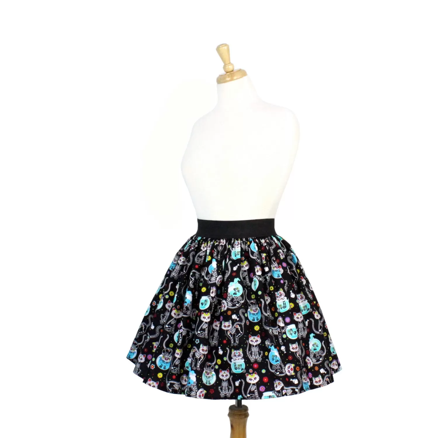 Day of the Dead Kitty Pleated Skirt #PS-C332