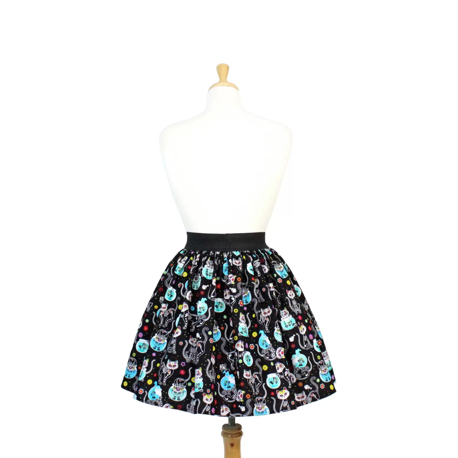 Day of the Dead Kitty Pleated Skirt #PS-C332