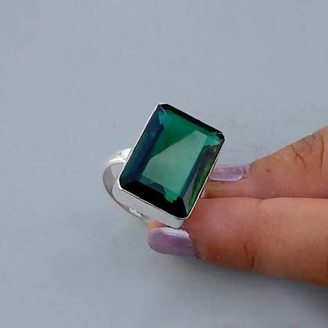 Diopside Quartz Gemstone Solid 925 Sterling silver Ring, Unique Birthstone Quartz Ring