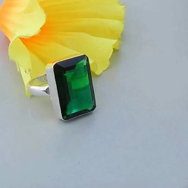 Diopside Quartz Gemstone Solid 925 Sterling silver Ring, Unique Birthstone Quartz Ring