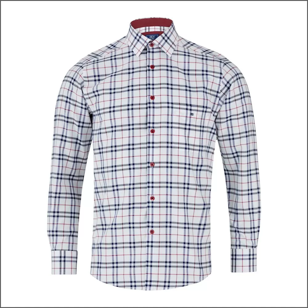 Drifter Giovanni Navy, white & Red Check Shirt<>