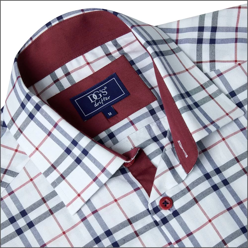 Drifter Giovanni Navy, white & Red Check Shirt<>