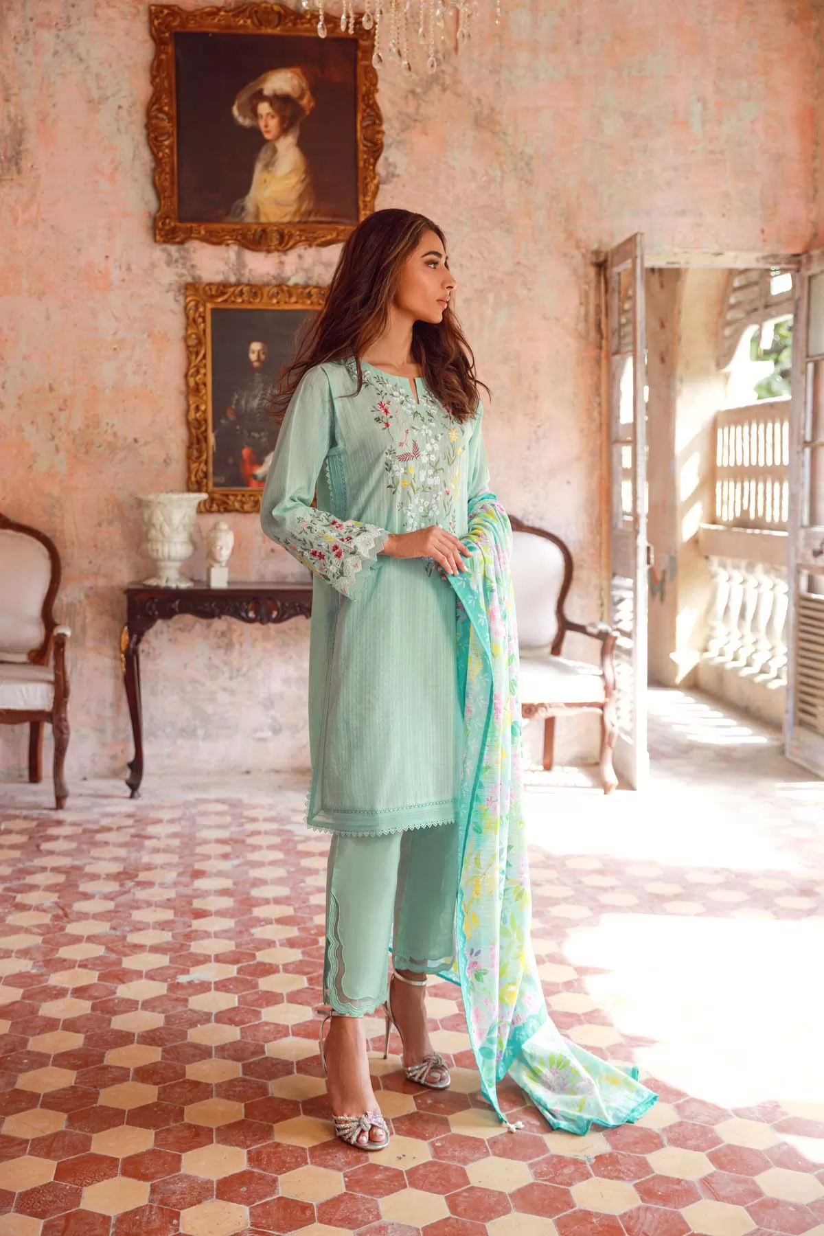 Embroidered Slub Lawn 3 Piece