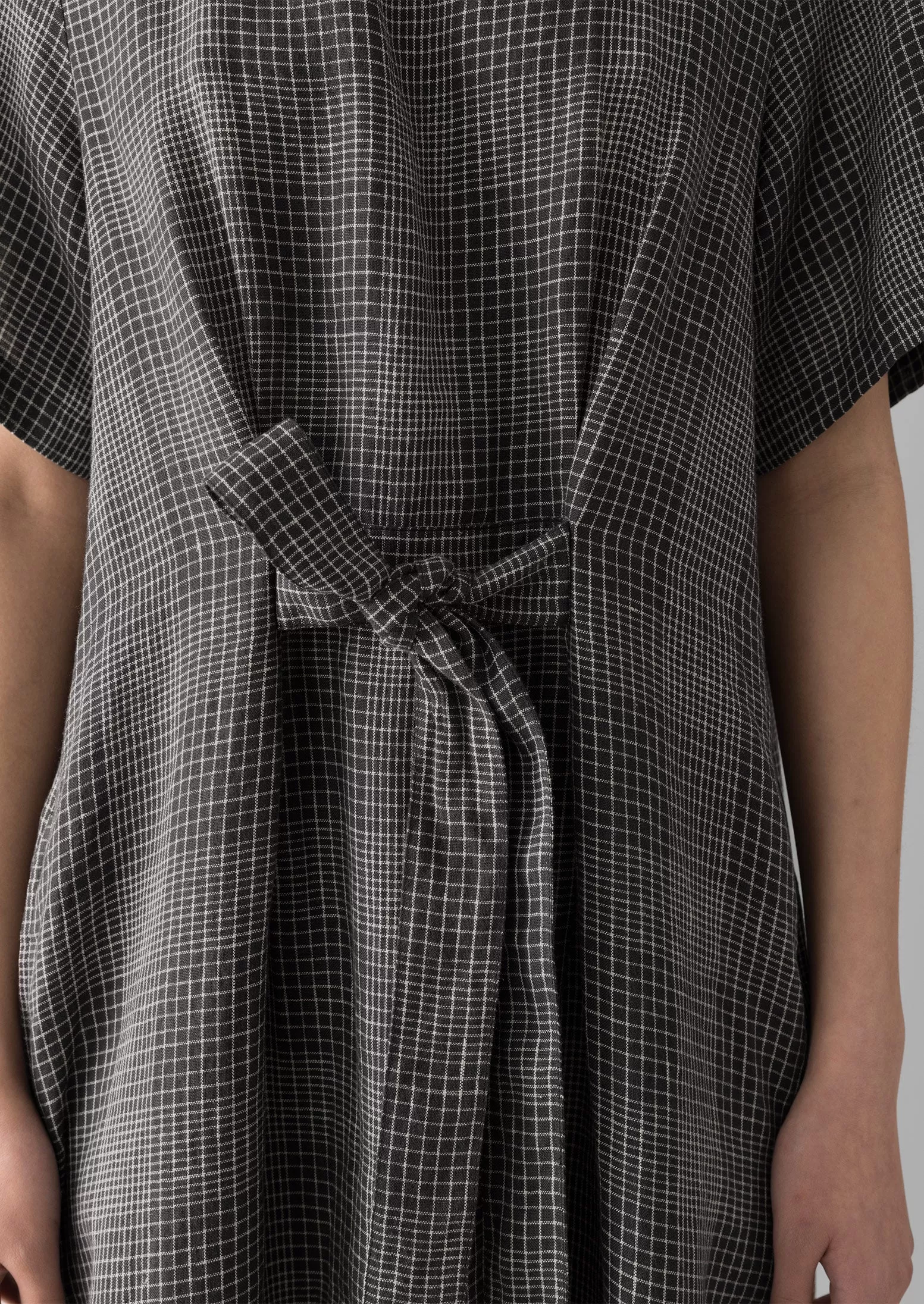 Etched Check Linen Dress | Slate