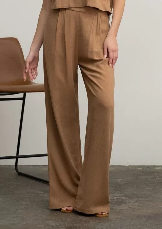 FINAL SALE - Pleated Linen Wide Leg Pants - 2 Colors!