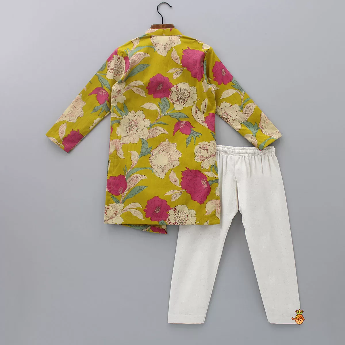 Floral Printed Stylish Hem Kurta With Pyjama