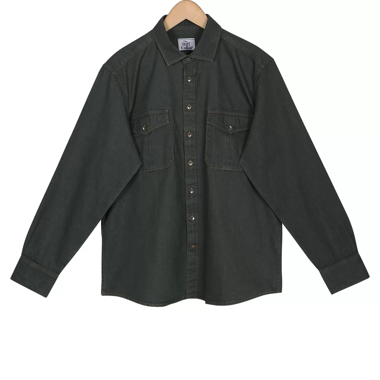 Forest Green Washed Denim Outdoor Shirt