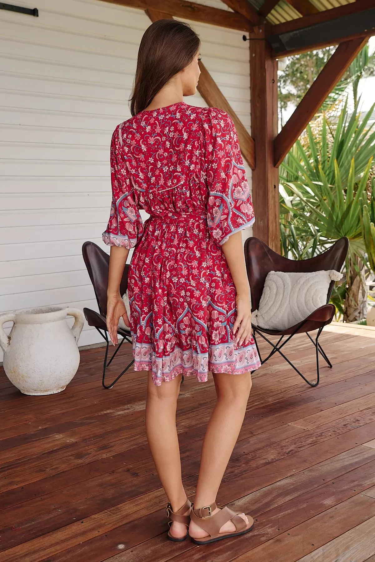 French Mini Dress Ruby Rouge Print