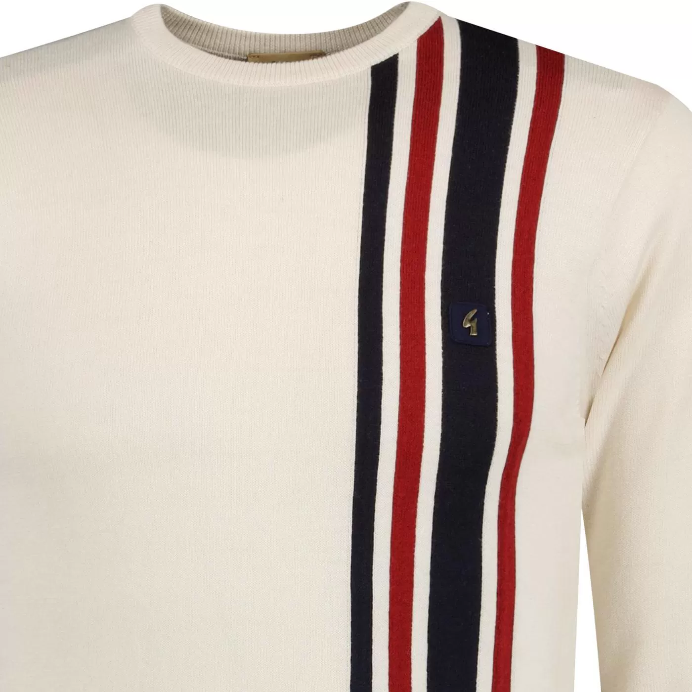 Gabicci Vintage Dirk Stripe Knit Jumper Cream