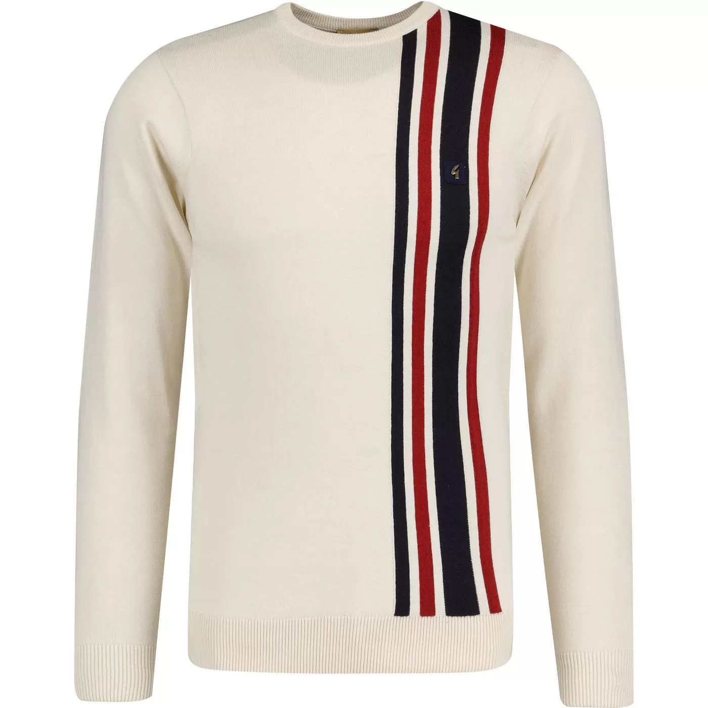 Gabicci Vintage Dirk Stripe Knit Jumper Cream