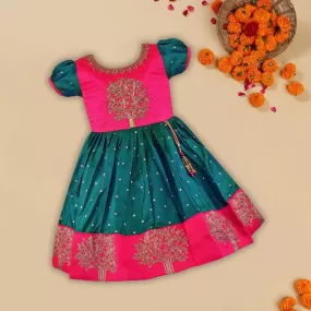 Girls Embroidered Fit and Flare Ethnic Dress