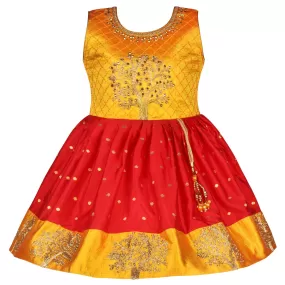 Girls Embroidered Fit and Flare Ethnic Dress