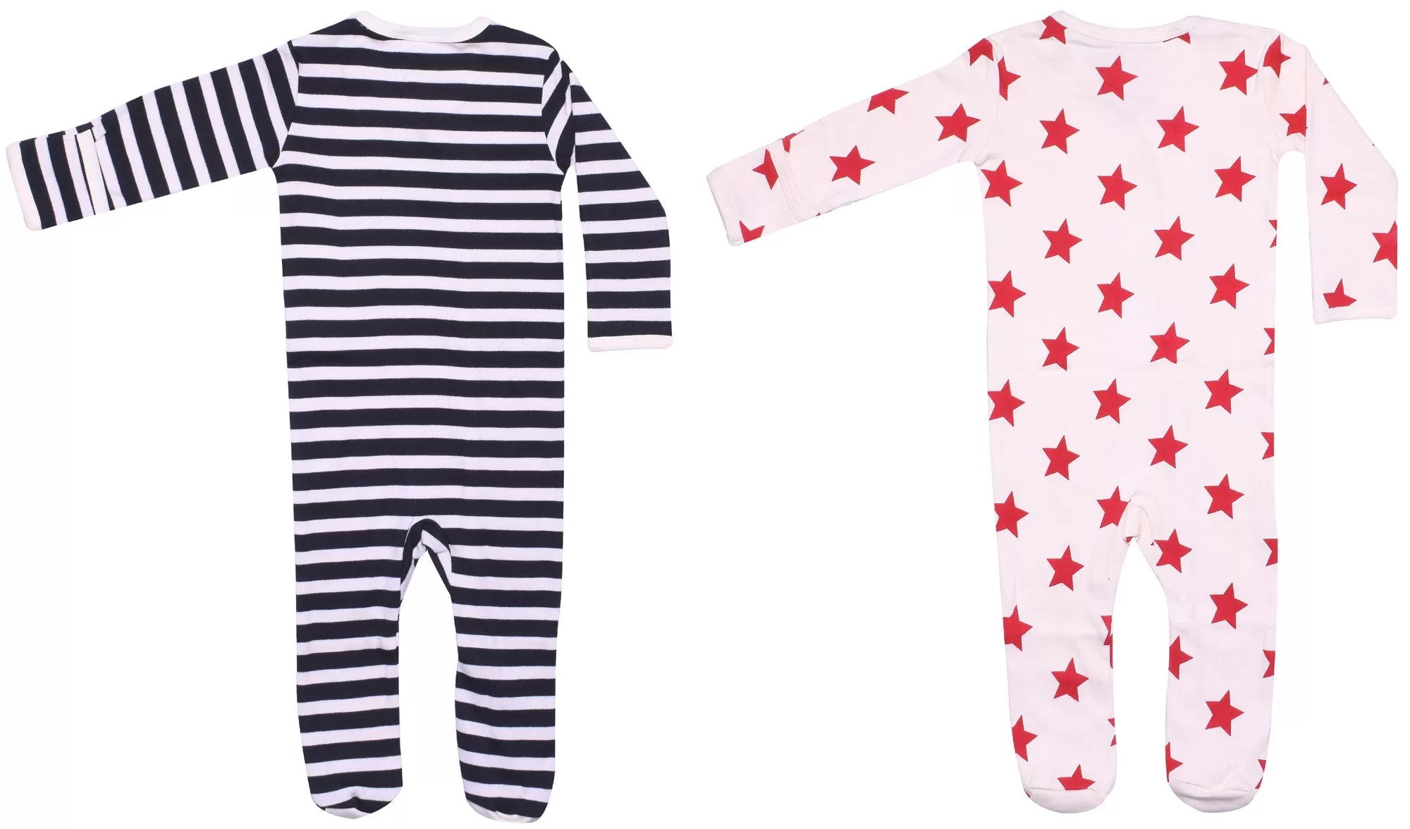 GOTS Certified Organic Cotton Footed Sleepwear (2 Pack, Stripes/Star)