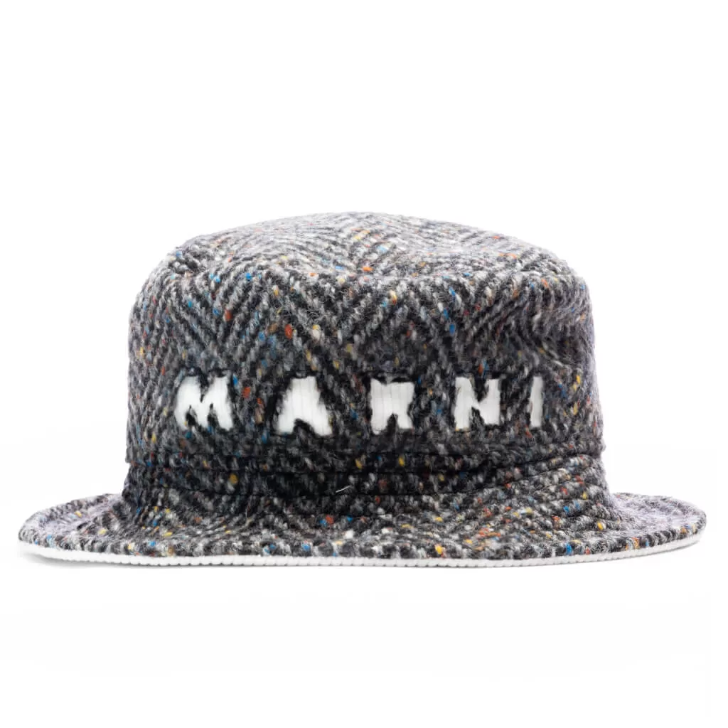 Grey Chevron Wool Bucket Hat - Pigeon