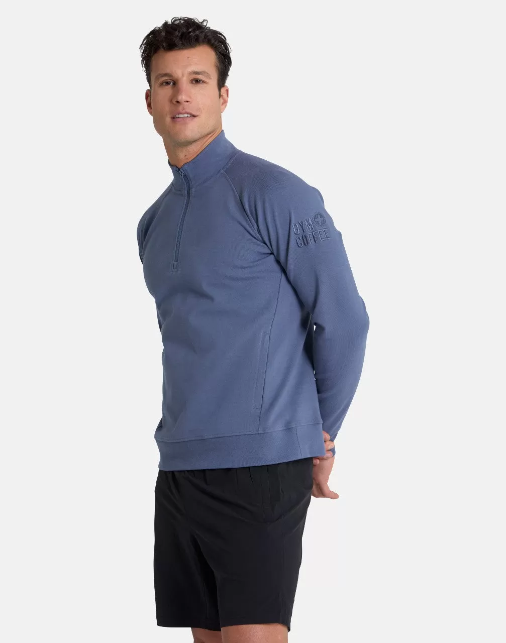 Gym Coffee Essential Half Zip (Mens) - Thunder Blue