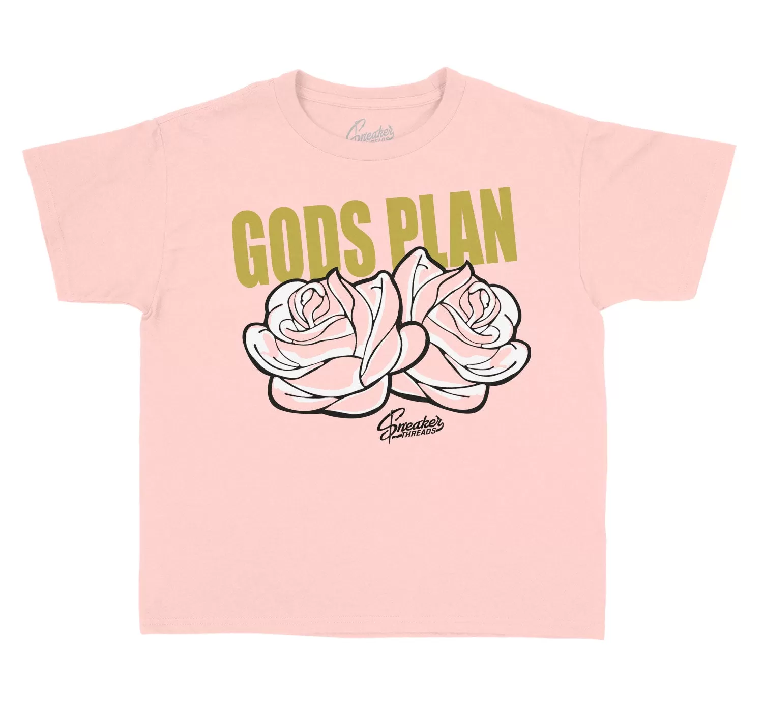 Kids Gold Hoops 6 Shirt - Gods Plans- Light Pink