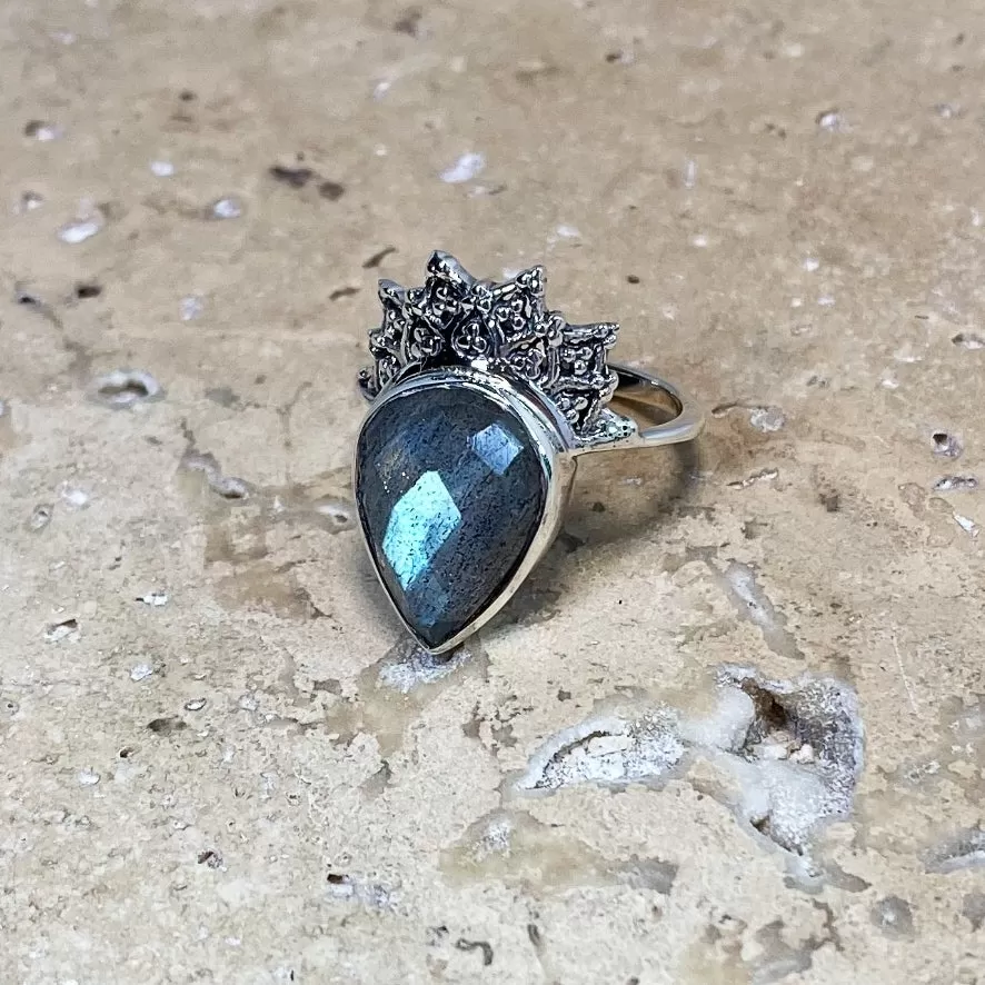 Labradorite Teardrop Ring - Aditi