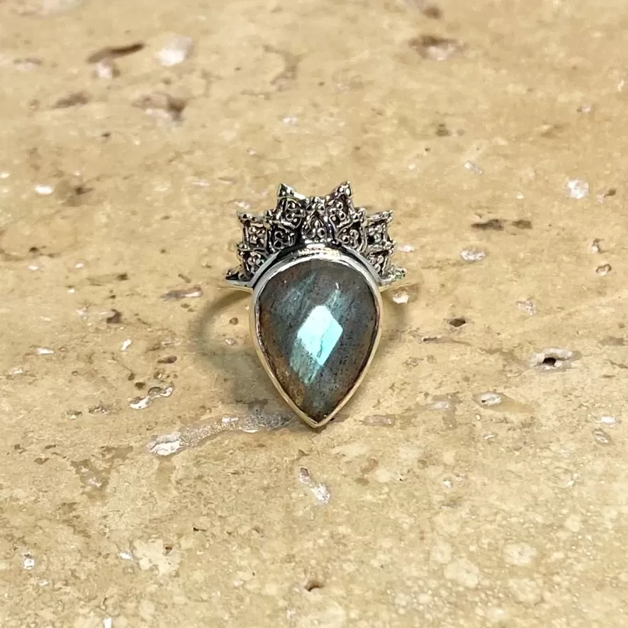 Labradorite Teardrop Ring - Aditi