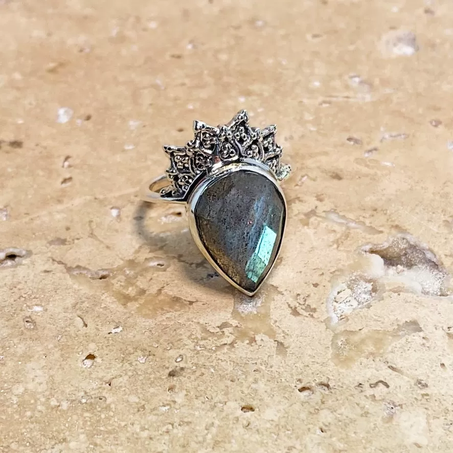 Labradorite Teardrop Ring - Aditi