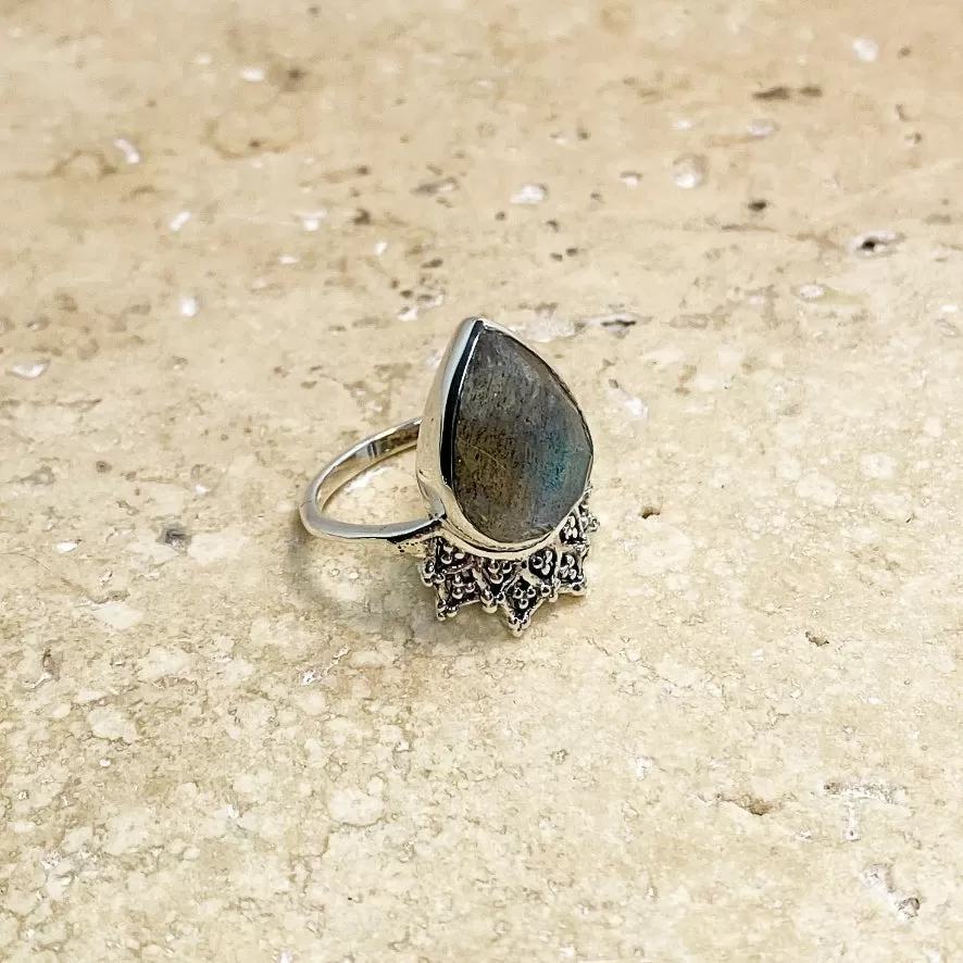 Labradorite Teardrop Ring - Aditi