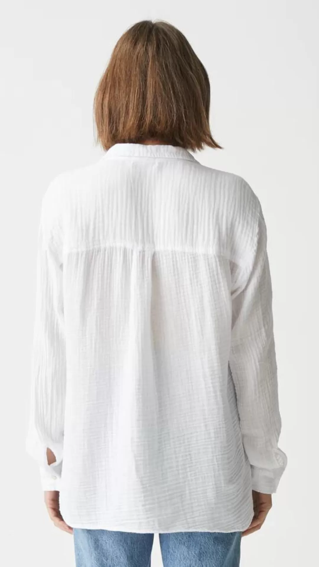 Leo Gauze Button Down - White