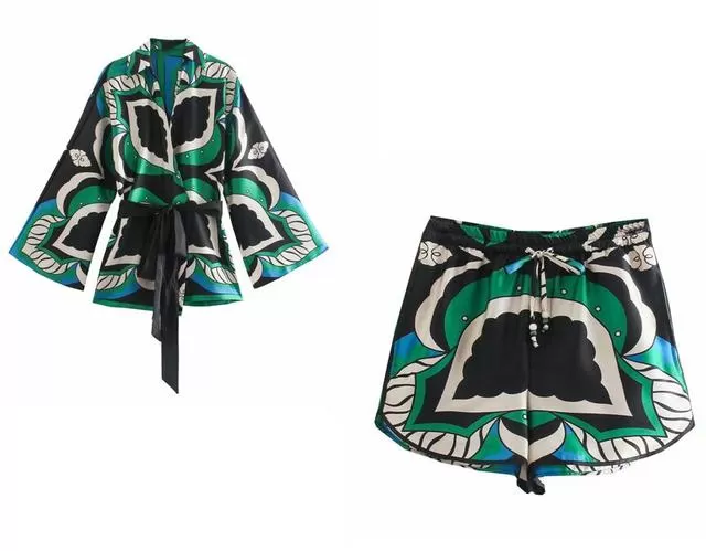 Looking Amazing Kimono Blouse and Short Pants Set