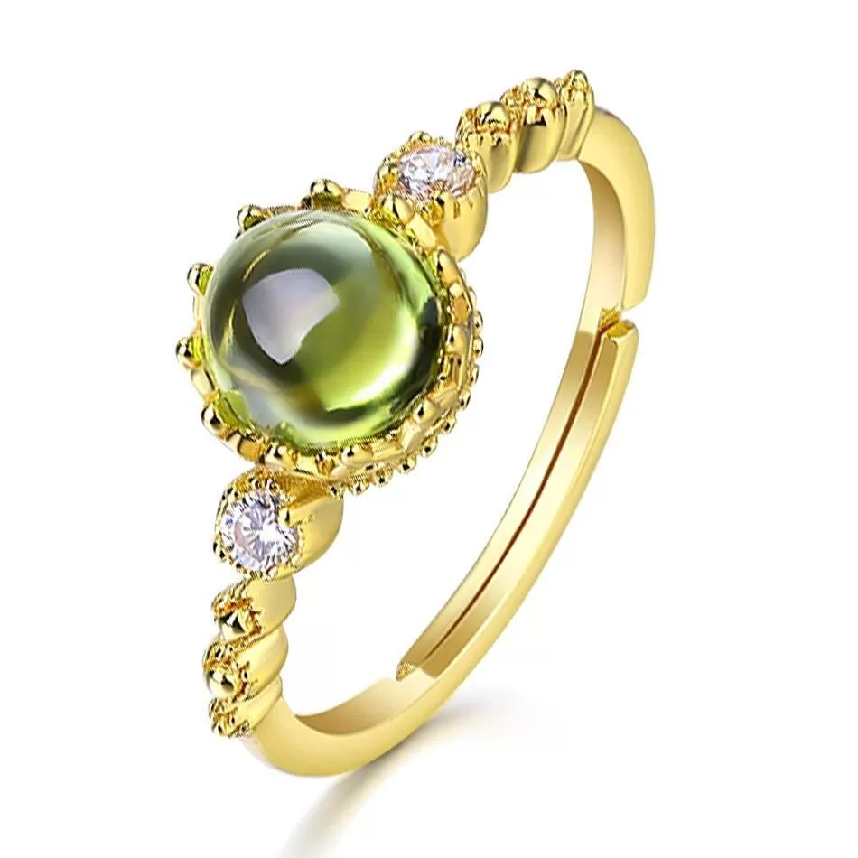 Lovely Genuine Natural Garnet Topaz Peridot Adjustable Ring - 925 Sterling Silver