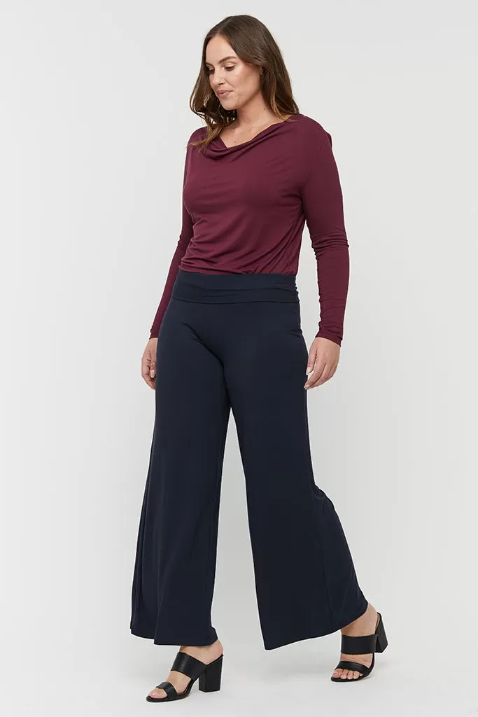 Luxe Wide Leg Pants - Dark Navy