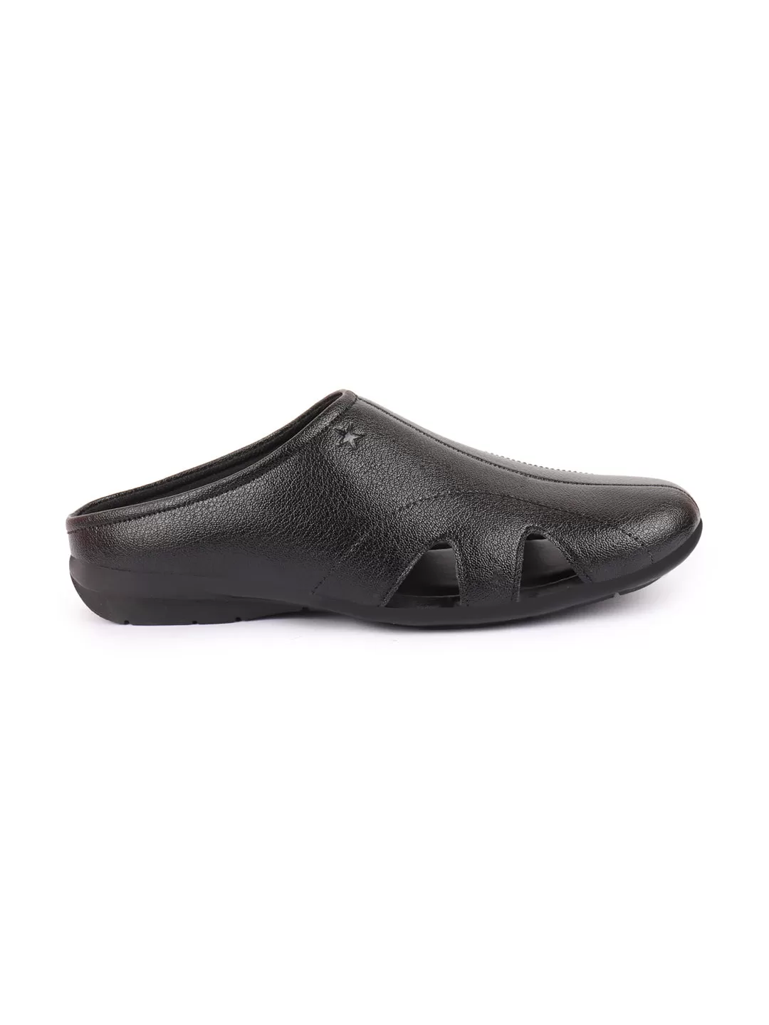 Men Black Back Open Outdoor Slip-On Slipper Sandals