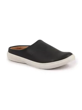 Men Black Back Open Stylish Design Slip On Shoes