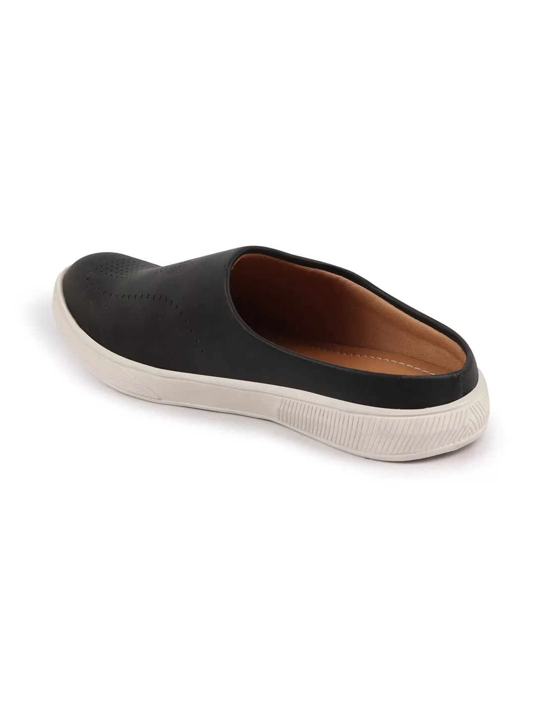 Men Black Back Open Stylish Design Slip On Shoes