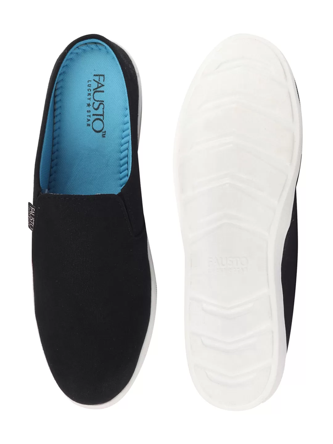 Men Black Casual Canvas Slip-On Shoes