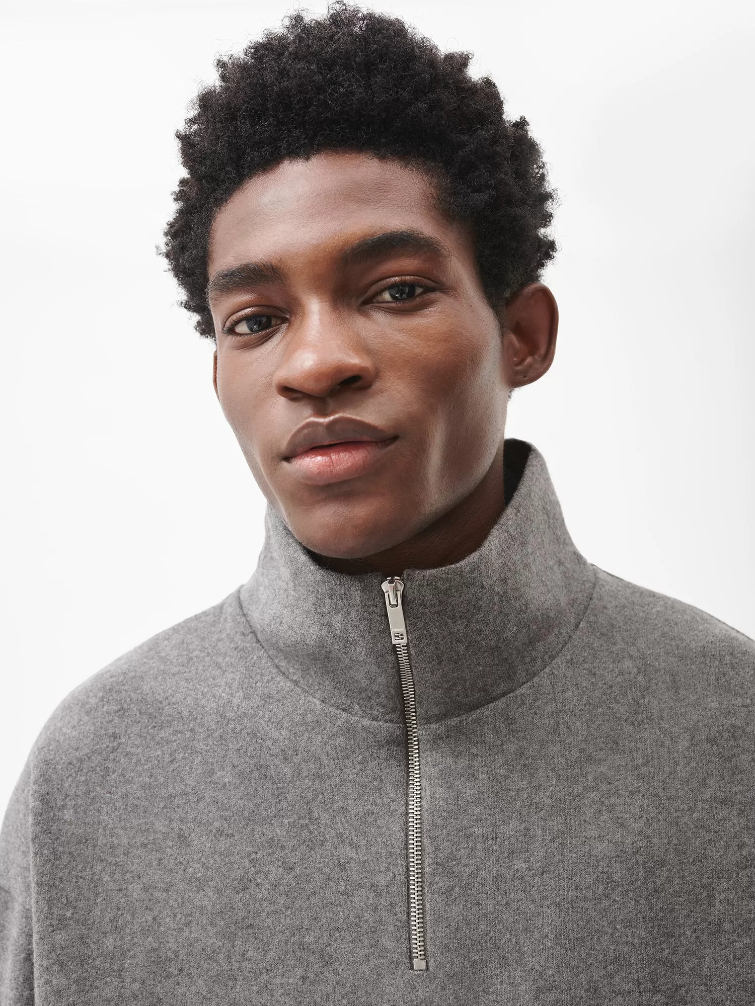 Men's Recycled Wool Jersey Half-Zip Sweater—volcanic grey