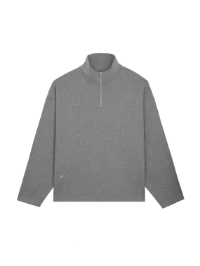 Men's Recycled Wool Jersey Half-Zip Sweater—volcanic grey