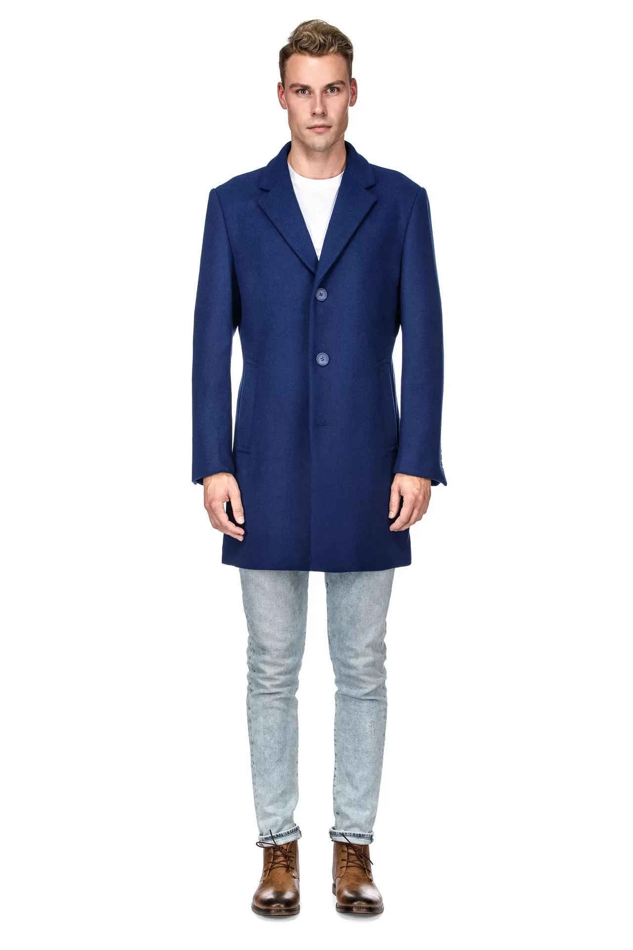 Men's Tailored Wool Blend Notch Collar Wool Blend Walker Car Coat Jacket